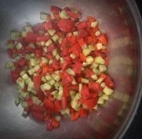 Gurke, Tomate und Paprika gewürfelt